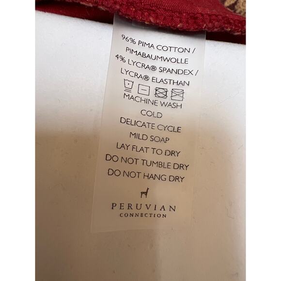 Peruvian Connection Anneliese Pima Cotton Printed Turtleneck Top Size Small - Picture 4 of 4